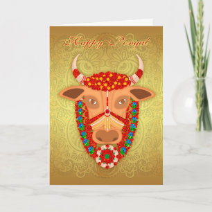 Cartão Happy Pongal, with Golden effect background