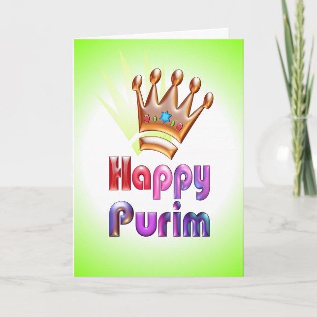Cartão Happy Purim fun card Crown with Star of David (Frente)
