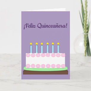 Cartão Happy Quinceañera em espanhol: Vazio de Lavanda