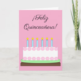 Cartão Happy Quinceañera em espanhol: Vazio rosa