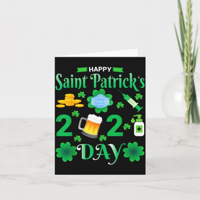 Cartão Happy Saint Patrick's Day 2024 Irish Shamrock Face (Frente)