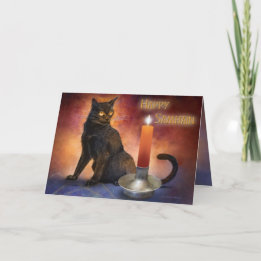 Cartão Happy Samhain Kitten and Candle.