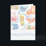 Cartão Happy shoes birthday card<br><div class="desc">This cute card with fashion design was originally created as a watercolour painting but I used the design also as a birthday greeting card :)</div>