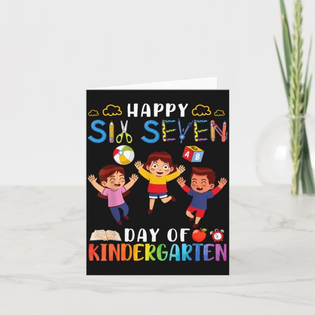 Cartão Happy Six Seven Day Of Kindergarten Student Back T (Frente)
