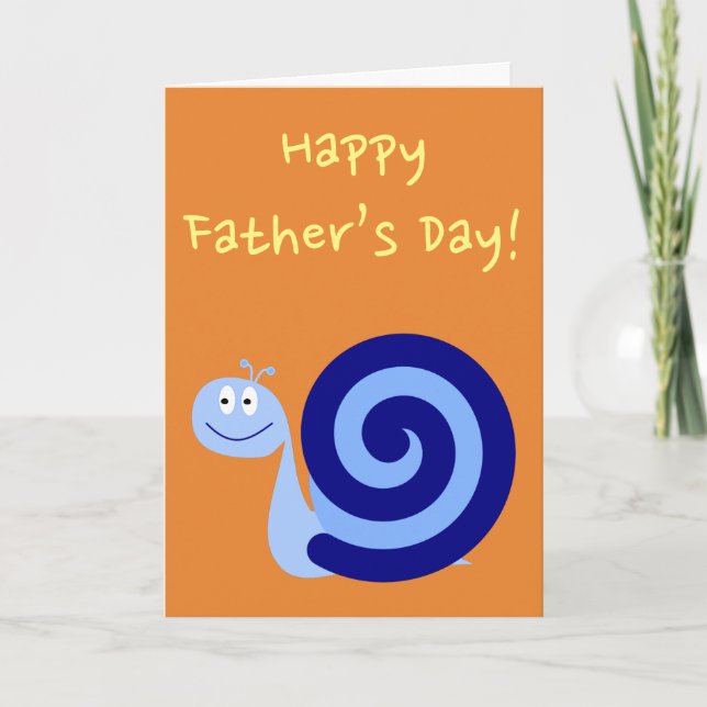 Cartão Happy, Smiling, Blue Snail "Happy Father’s Day!" (Frente)