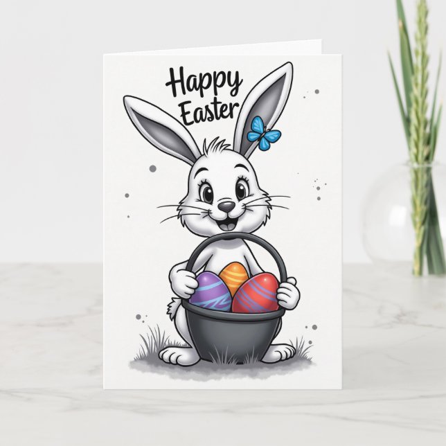 Cartão Happy Spring Bunny Egg Card (Frente)