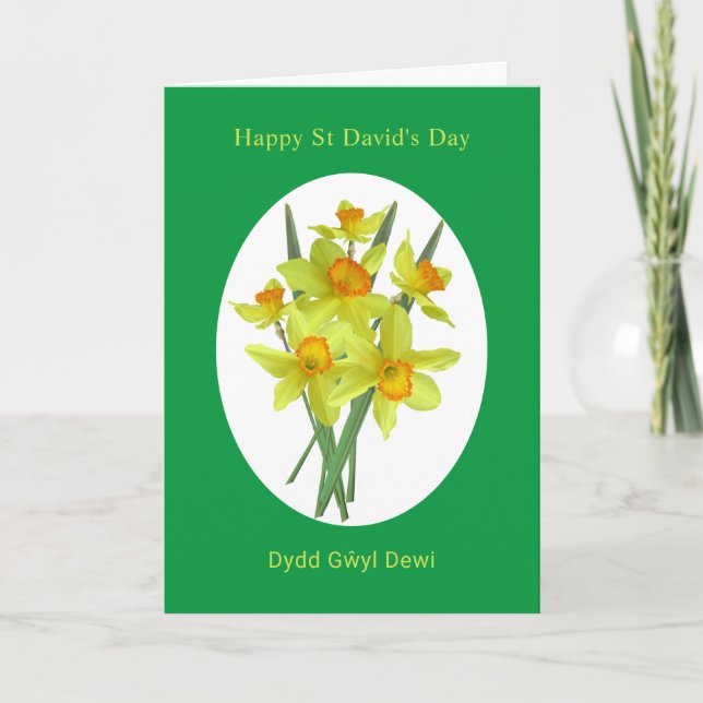 Cartão Happy St David's Day Welsh Daffodils (Frente)
