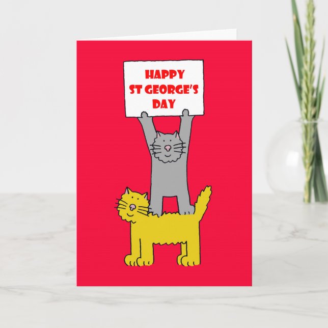 Cartão Happy St George's Day Cartoon Cats (Frente)