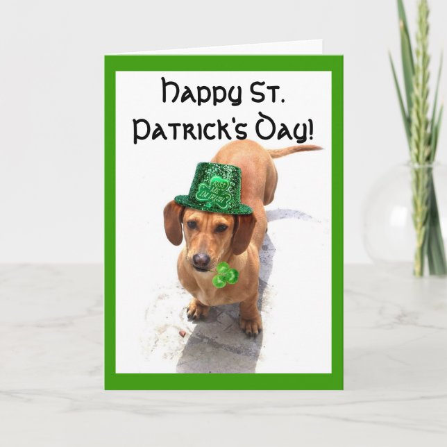 Cartão Happy St. Patrick's Day  Dachshund greeting card (Frente)