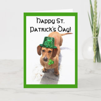 Cartão Happy St. Patrick's Day Dachshund greeting card