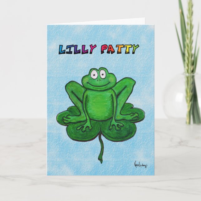 Cartão Happy St. Patrick's Day Funny Humor Frog Lilly Pad (Frente)