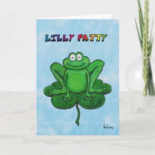 Cartão Happy St. Patrick's Day Funny Humor Frog Lilly Pad