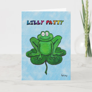 Cartão Happy St. Patrick's Day Funny Humor Frog Lilly Pad