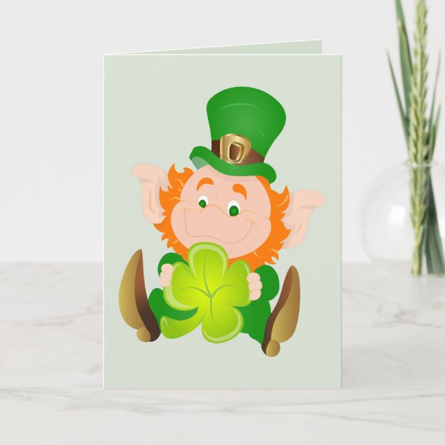 Cartão Happy St. Patrick's Day leprechaun (Frente)