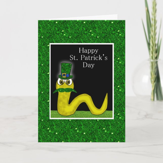 Cartão Happy St. Patrick's Day with snake funny humor (Frente)