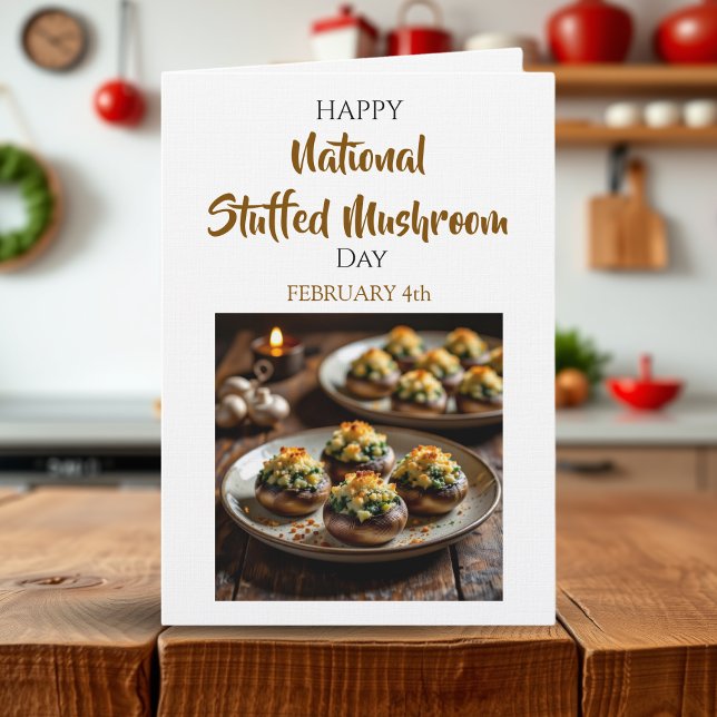 Cartão Happy Stuffed Mushroom Day  | February 4th (Criador carregado)