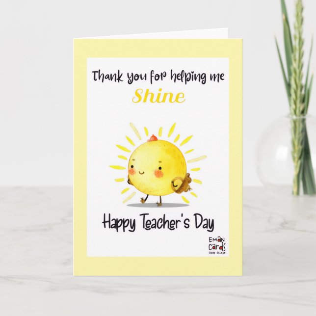 Cartão Happy Teacher's Day with Sunshine (Frente)