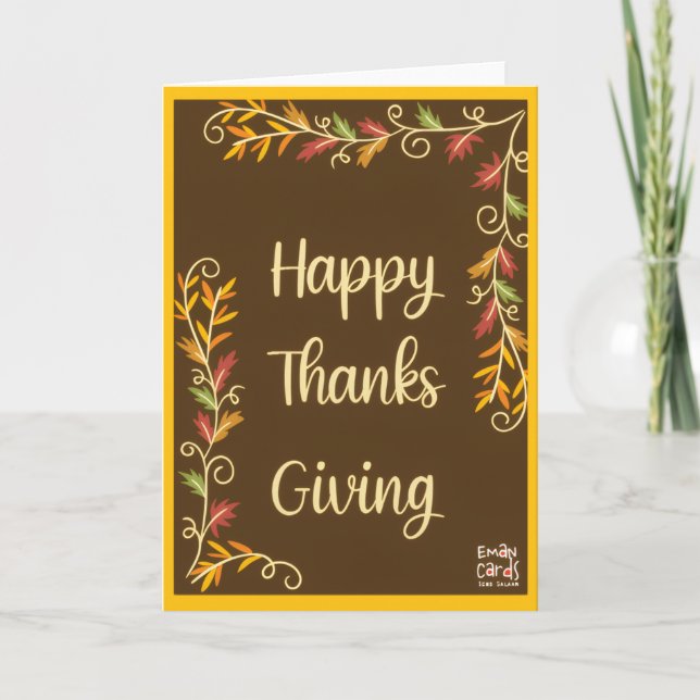 Cartão Happy Thanksgiving Brown Theme (Frente)