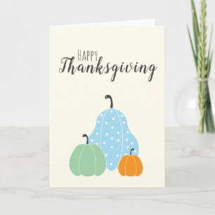 Cartão Happy Thanksgiving Cute Pumpkins Green Blue Orange