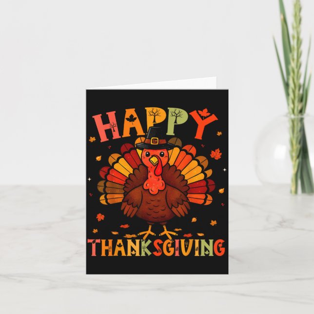 Cartão Happy Thanksgiving Funny Turkey Day Family Dinner  (Frente)