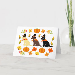 Cartão Happy Thanksgiving Labrador Silhouette White