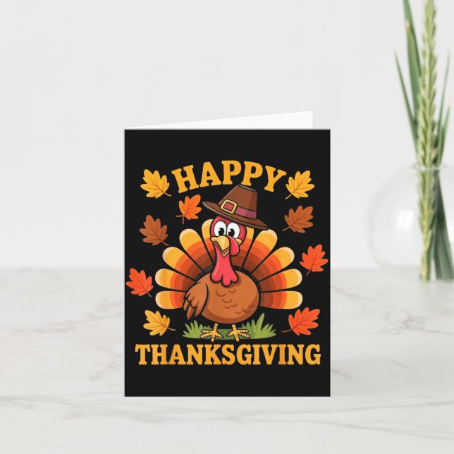 Cartão Happy Thanksgiving Turkey Family Dinner Thanksgivi (Frente)