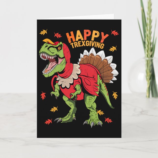 Cartão Happy Trexgiving T Rex Dinosaur Turkey Thanksgivin (Frente)