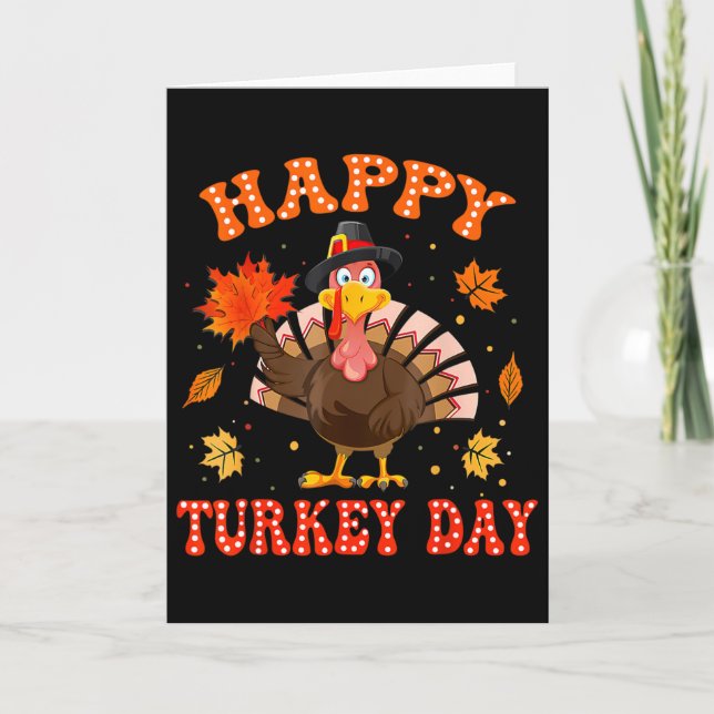 Cartão Happy Turkey Day Shirt For Women Happy Thanksgivin (Frente)