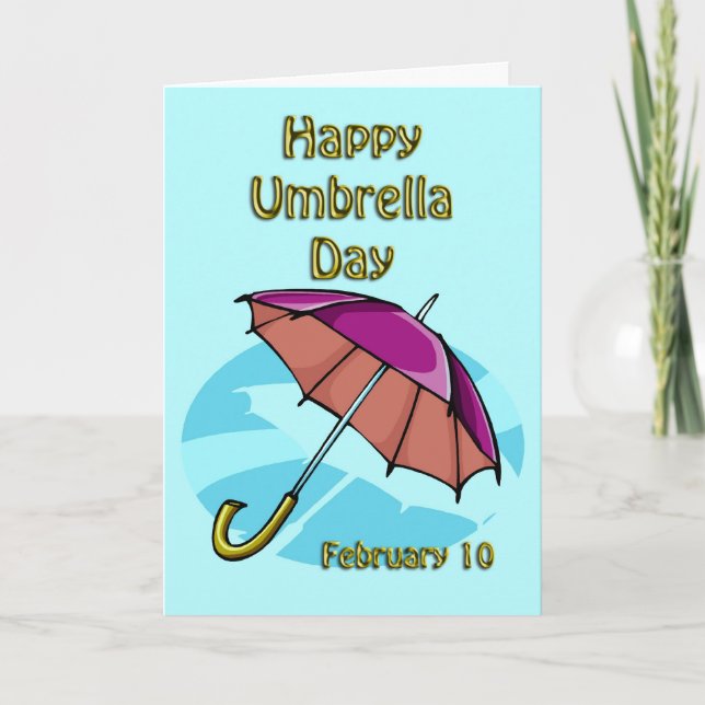 Cartão Happy Umbrella Day February 10 (Frente)