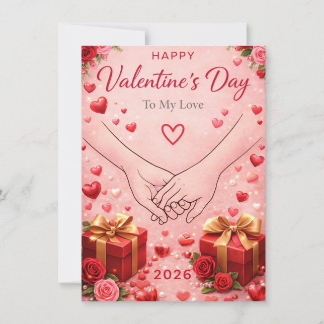 Cartão Happy Valentine’s Day 2026 Romantic Love Greeting  (Frente)