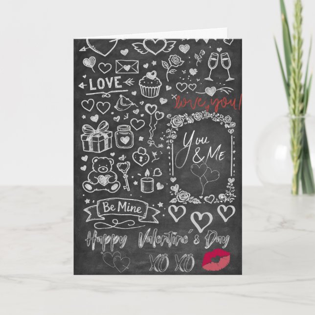 Cartão Happy Valentine´s Day - Love chalkboard (Frente)