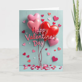 Cartão Happy Valentine's Day 3D Heart Balloons