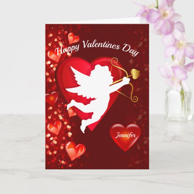 Cartão Happy Valentine's Day Card Personalize Name (Orquídea)