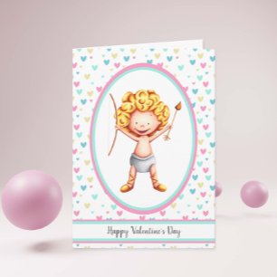 Cartão Happy Valentine's Day Cute Cupid Smiling