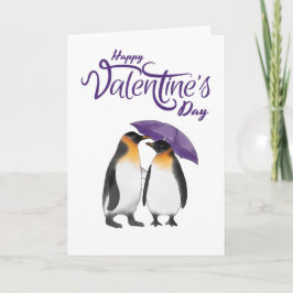 Cartão Happy Valentine's Day Cute Penguins