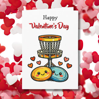 Cartão Happy Valentine's Day | Disc Golf Themed