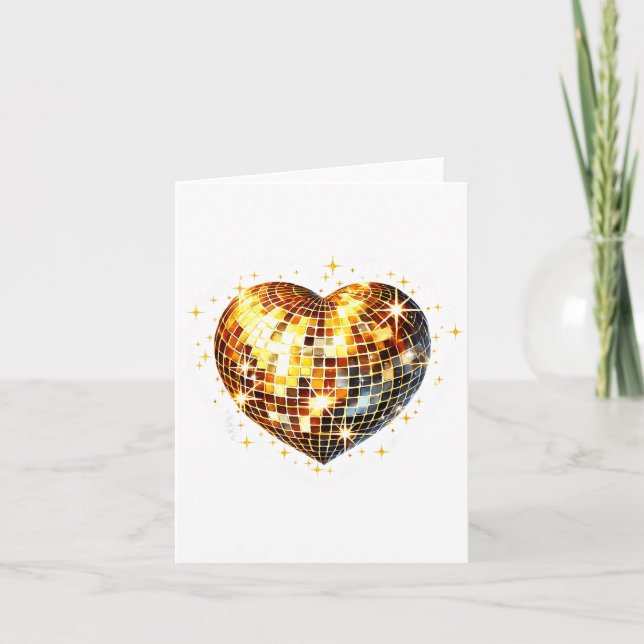 Cartão Happy Valentine's Day Funny Gold Coquette Disco Ba (Frente)