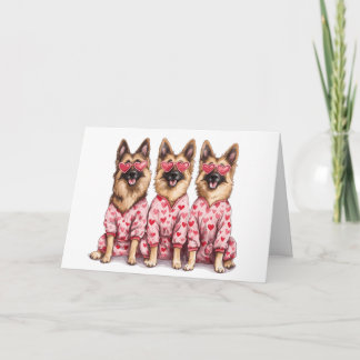 Cartão Happy Valentines Day German Shepherd Dogs