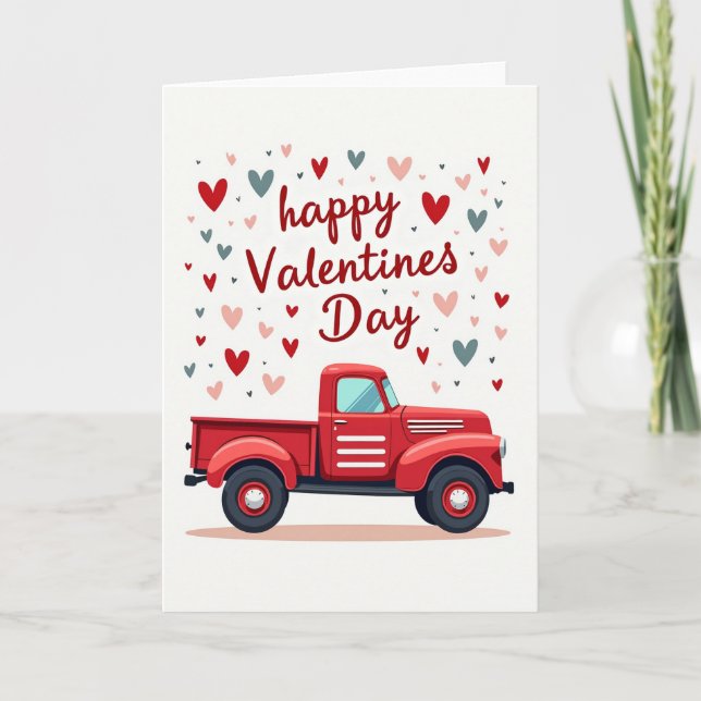 Cartão Happy Valentines Day Red Truck Card (Frente)