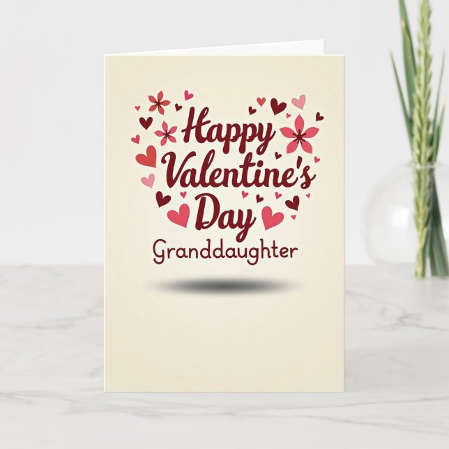 Cartão Happy Valentines Granddaughter Card (Frente)