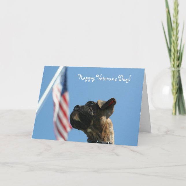 Cartão Happy Veterans Day Boxer puppy greeting card (Frente)