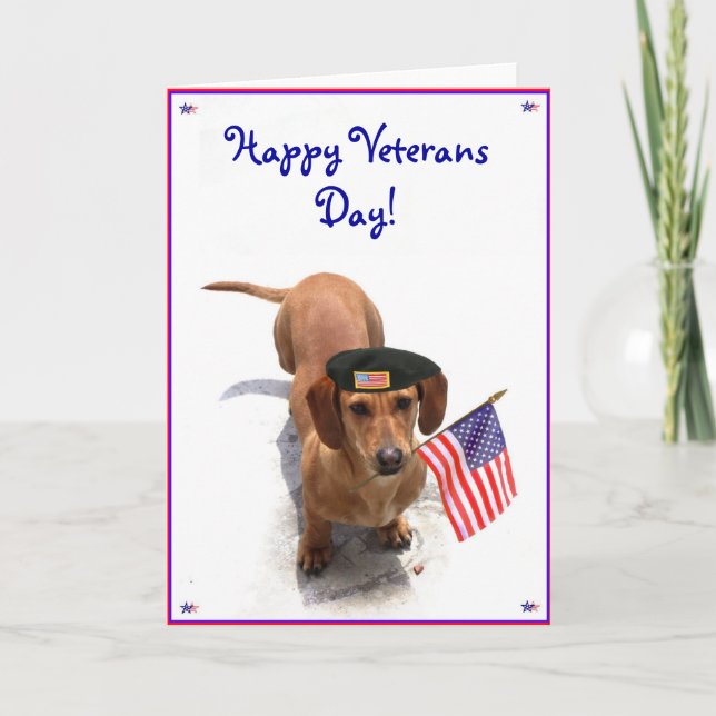 Cartão Happy Veterans Day Dachshund Greeting card (Frente)