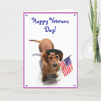 Cartão Happy Veterans Day Dachshund Greeting card