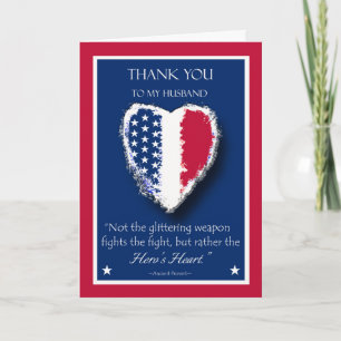 Cartão Happy Veterans Day for Husband, The Hero's Heart