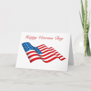 Cartão Happy Veterans Day with American flag custom text