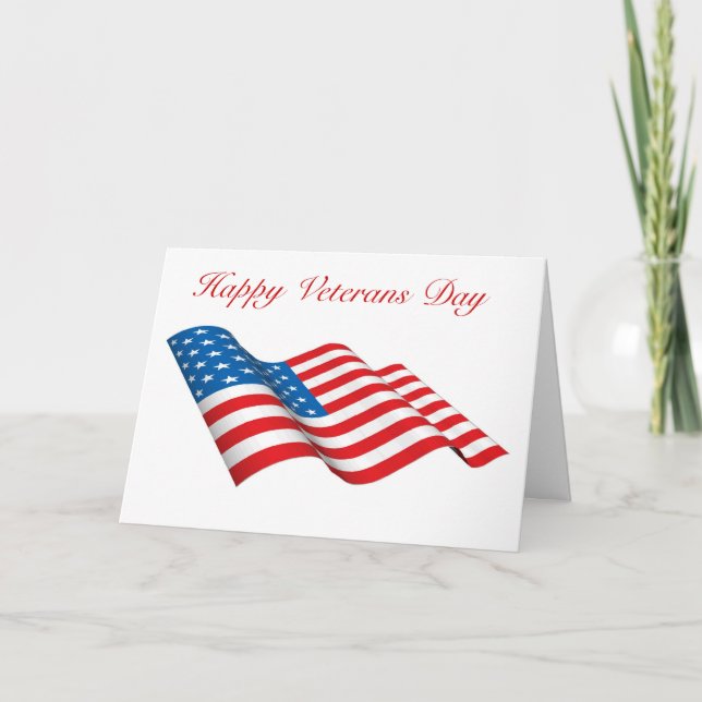 Cartão Happy Veterans Day with American flag custom text (Frente)