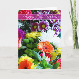Cartão Happy Wedding Anniversary Bouquet Of Flowers Card