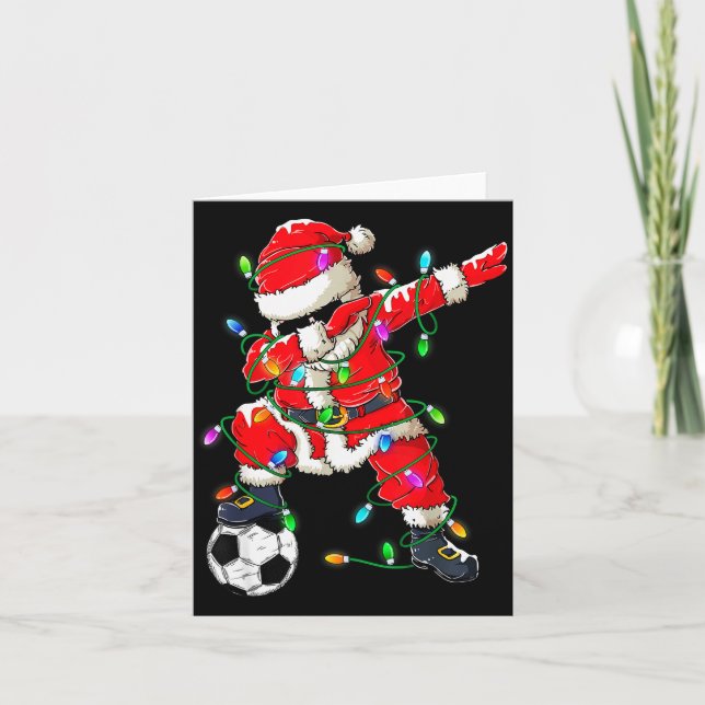 Cartão Happy Xmas Dabbing Santa Soccer Christmas Pajamas  (Frente)