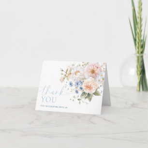 Cartão Hargrove Blue Floral Chá de panela Obrigado