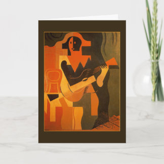 Cartão Harlequin do feliz aniversario com guitarra